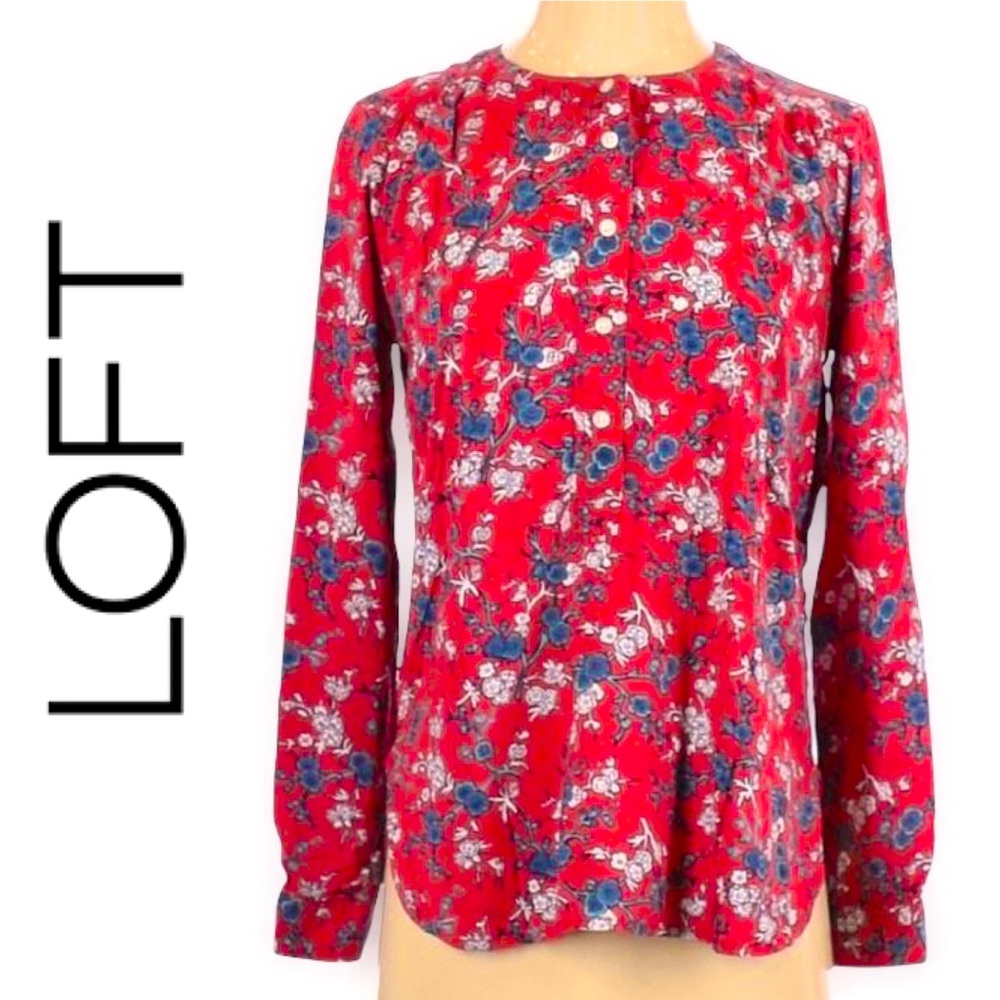 Red Floral Long sleeve Blouse